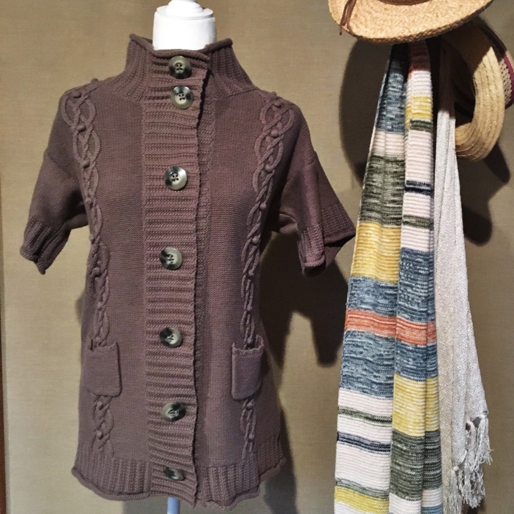 Route 66 Taupe Large Button Long Cardigan Sweater